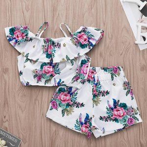 New Girls Peony Floral 2 Piece Summer Set